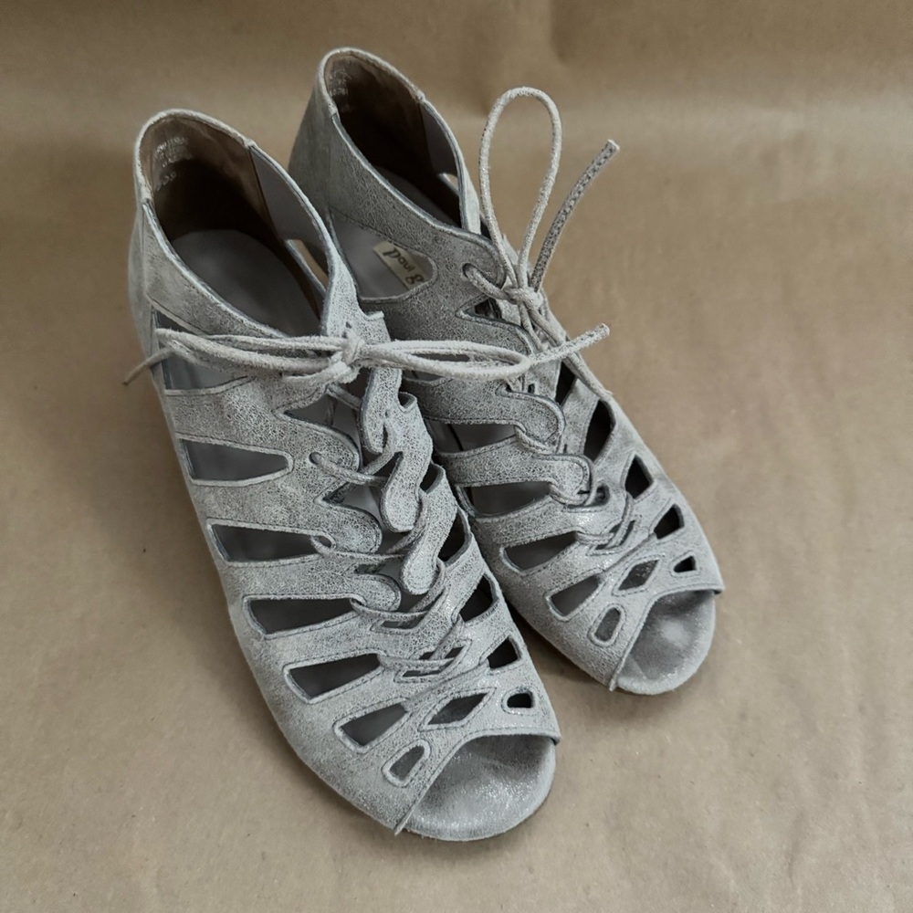 Paul Green Prague Handmade Gladiator Cut Out Lace-up Suede Heels. Size UK4.5/US7